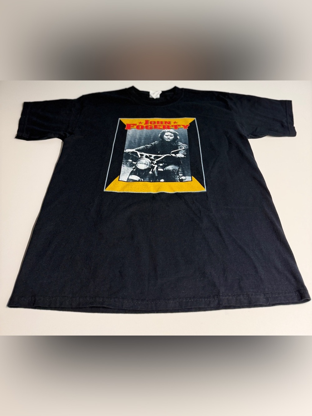 Gildan Black John Fogerty Graphic Tee with Yellow & Red Print